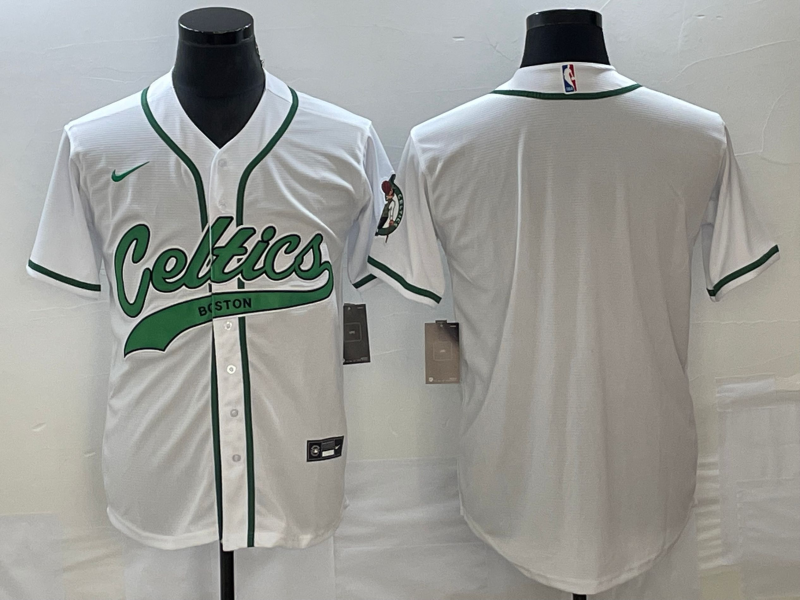 Men's Boston Celtics Blank White Stitched Baseball Jersey